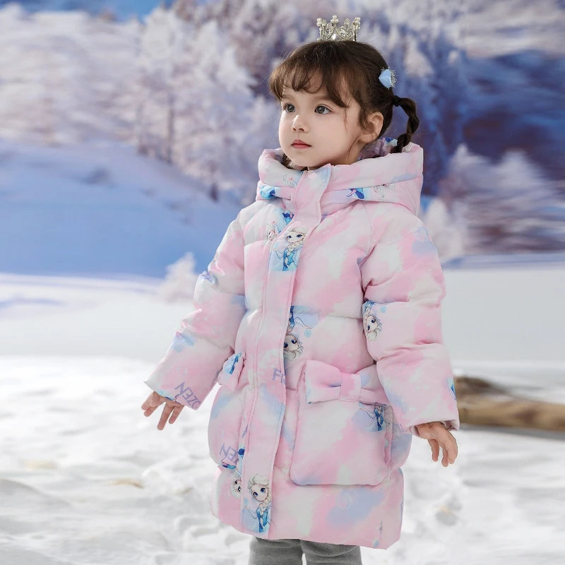 

2025 New Girls' Down Coat, Mid-Length Thick Winter Jacket for Kids, Fashionable Toddler Outerwear