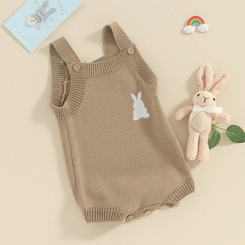 

Adorable Easter Bunny Knitted Romper Sleeveless Jumpsuit for Baby Girls Boys Newborn Infant Summer Outfit Cute Clothes