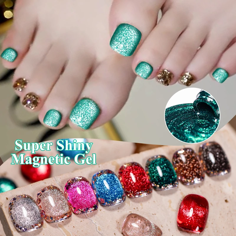 سوبر لامعة القط المغناطيسي هلام طلاء الأظافر تألق بريق شبه دائم عاكس هلام الأشعة فوق البنفسجية/LED نقع قبالة مسمار الفن زينة #1