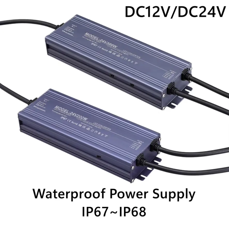 Lighting Transformer Waterproof Power Supply IP67 IP68 AC220V To DC 12V 24V LED Driver 100W 200W 300W 400W 500W Outdoor Adapter