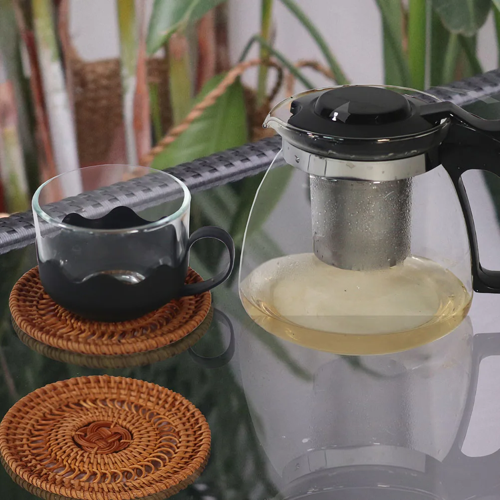 

Bamboo Woven Coaster Round Home Table Mat Non Skid Heat Insulation Cup Pad Coffee Mug Tea Cushion Premium Material Office Hotel