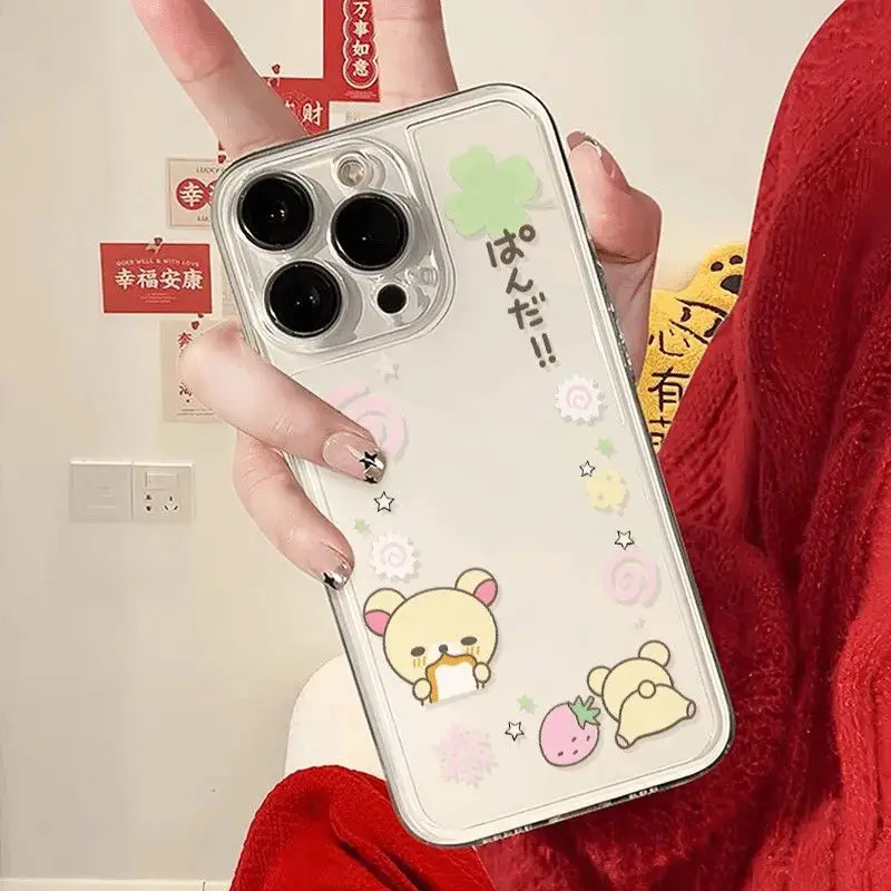 Funda de teléfono con patrón de oso bonito en colores claros para iPhone 17E 16E 16 15 14 13 12 11 Pro Max, cubierta suave y linda de dibujos animados 3