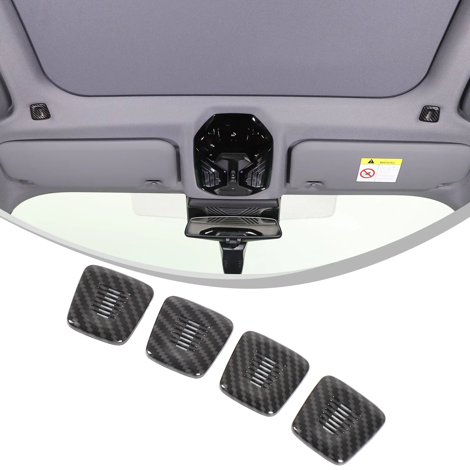 4 قطعة ABS الكربون نمط سقف السيارة ميكروفون يغطي الكسوة الزخرفية لسيارات BMW X3 G45 2025 + اكسسوارات التصميم الزخرفية #1