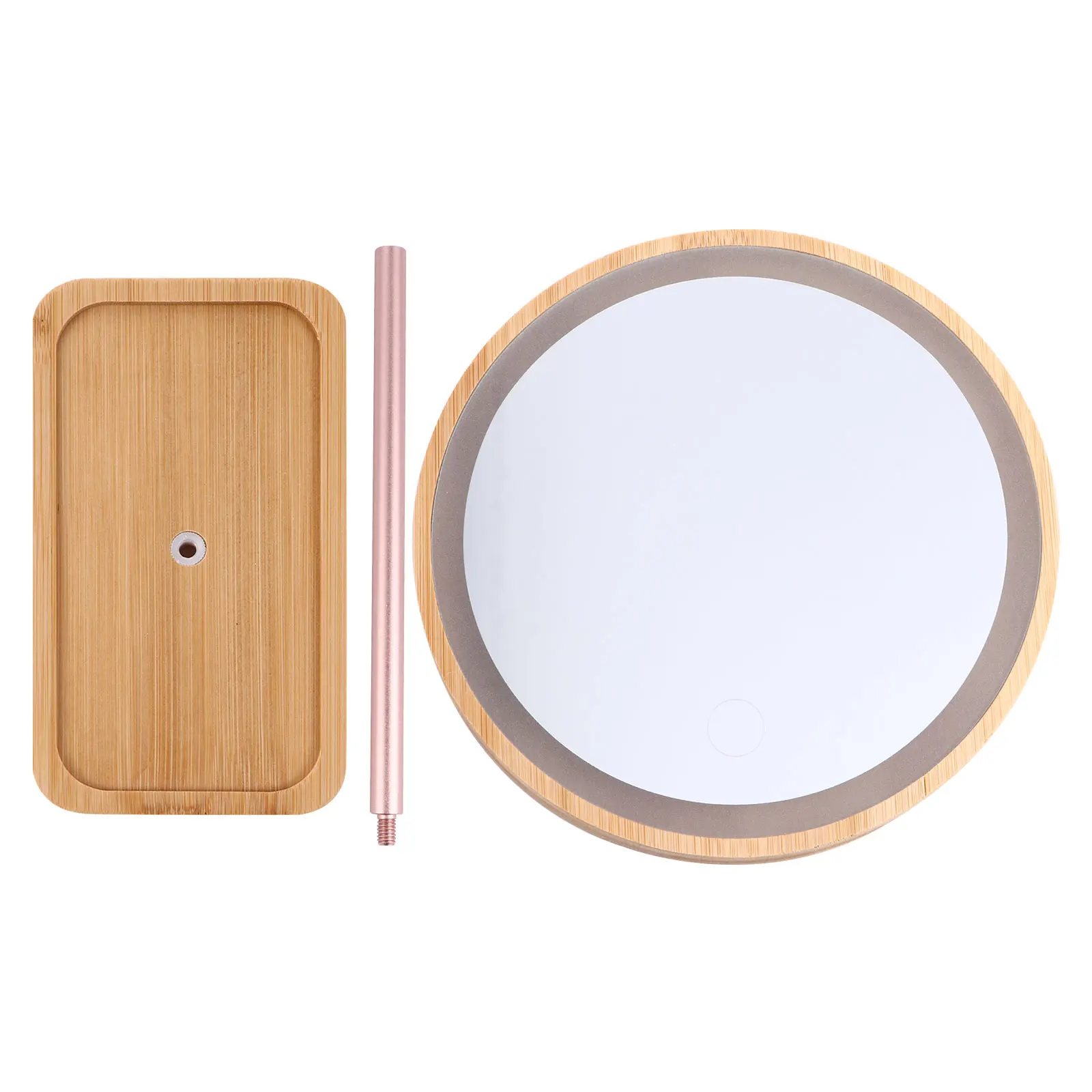 

Wooden Makeup LED Lighted Vanity 90° Swivel Table Vanity Mirror Glass Desktop High Definition Stable Base Gifts