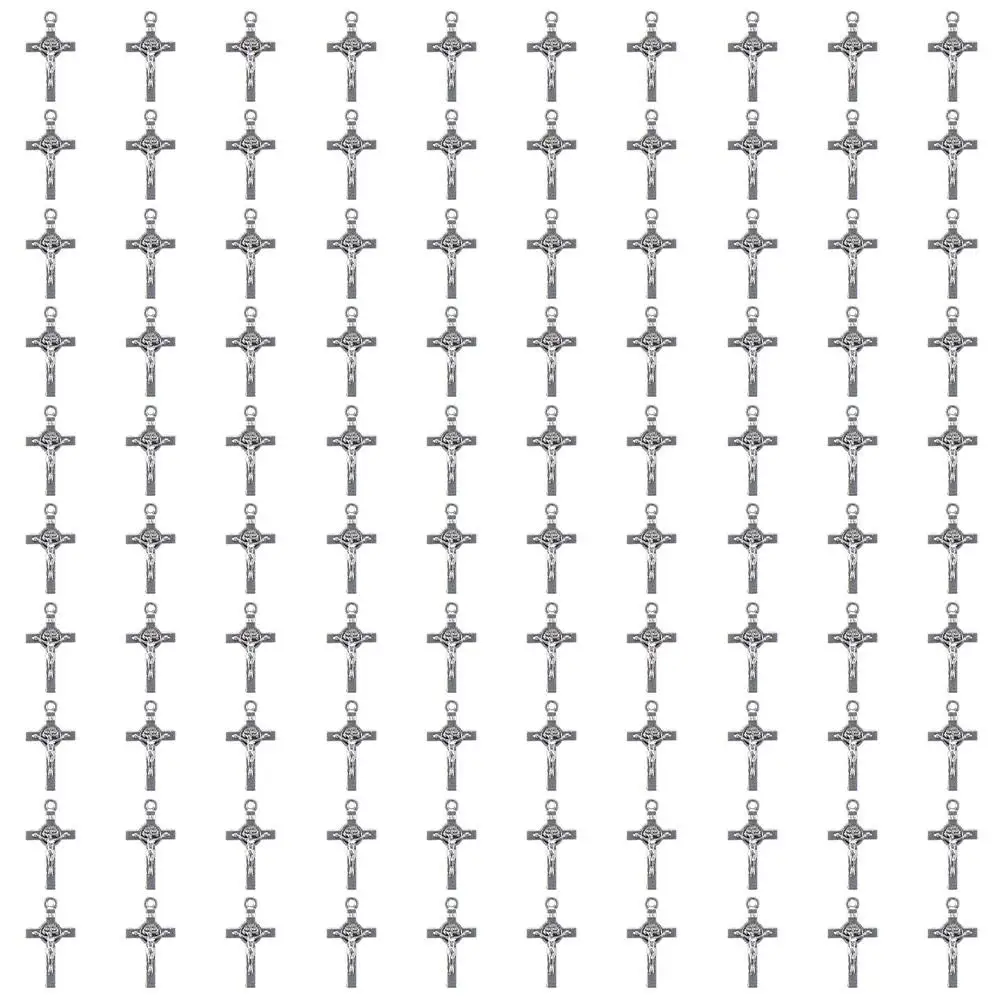 100pcs 13*22mm Crucifix Pendants Beads Zinc Alloy Silver Small Cross Charms Crucifix Vintage Alloy Charms for DIY Jewelry Making