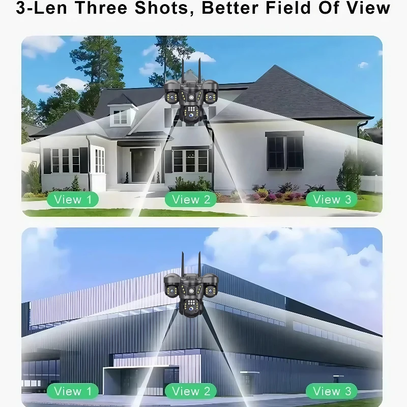 15MP 8K WIFI IP-камера с тремя объективами PTZ-камера Уличная водонепроницаемая камера с автоматическим отслеживанием Умный дом Беспроводные камеры видеонаблюдения V380 Pro