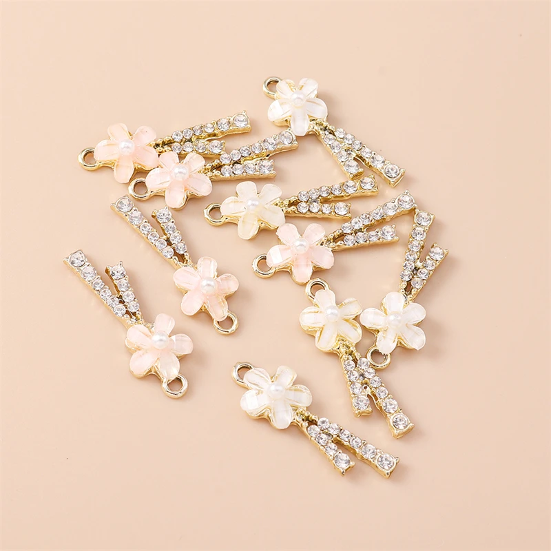 

20pcs 9x26mm Elegant Crystal Flower Charms for Jewelry Making Earrings Pendants Necklaces Bracelets Accessories DIY Crafts Gifts