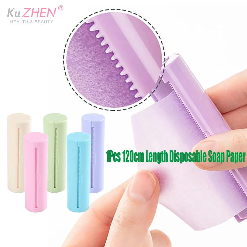1 個 120 センチメートル長さ使い捨て石鹸紙旅行用洗濯手ミニ紙石鹸香りのスライスシートバスクリーニング用品
