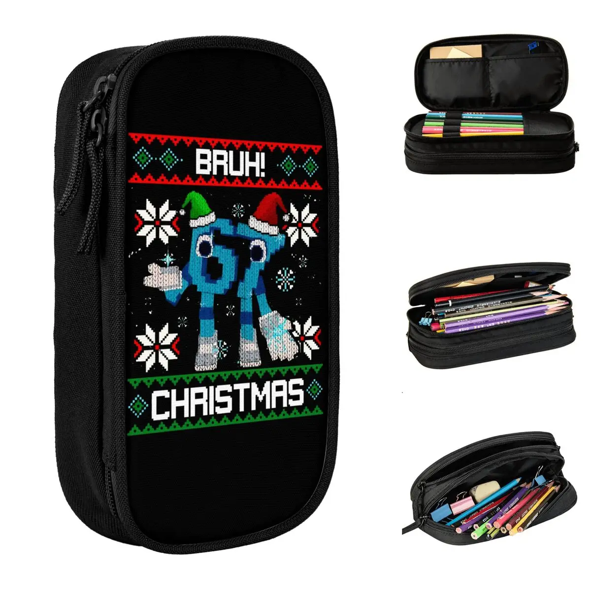 67 Six Seven 6-7 Funny Italian Brainrot Pencil Case Double Layer Large Capacity For School Pencilcases Stationery Suprise Gift