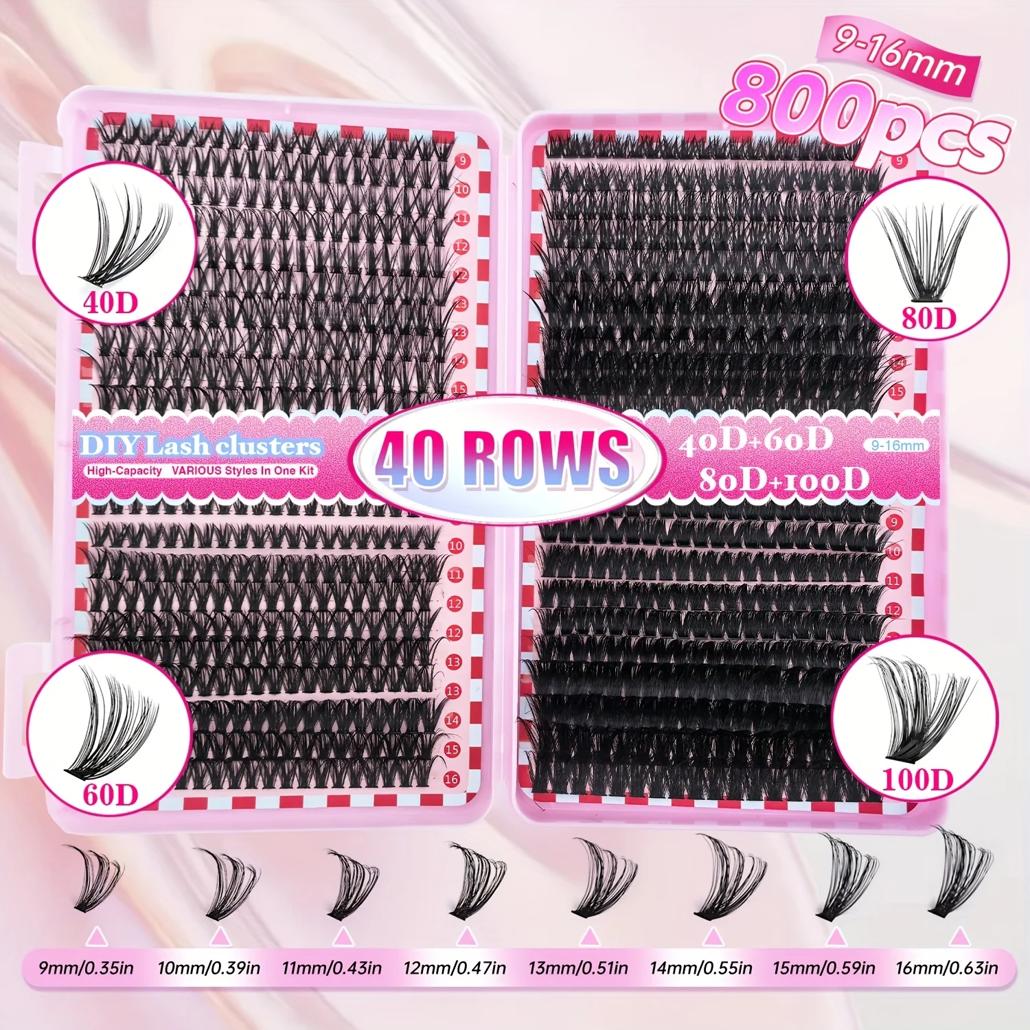 800/640/200 Stück flauschiges Wimpernclusterbuch, bequem, wiederverwendbar, einfach aufzutragen, perfekt für natürliches tägliches Anfängerfreundlich – Detail 2