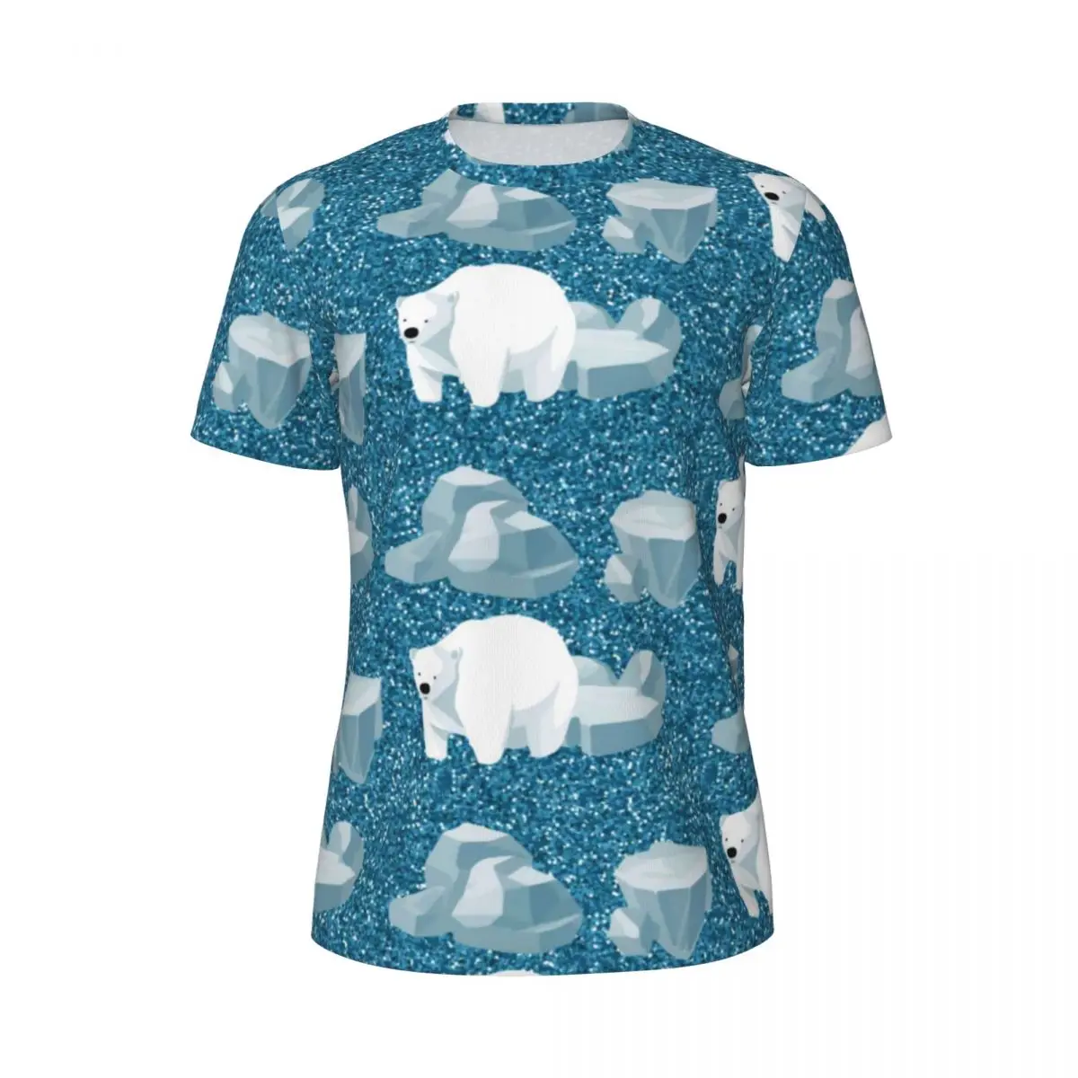 

Nordic Animal Blue Running T Shirt Cute White Polar Bear Harajuku T-Shirts Men Y2K Retro Tshirt Summer Short Sleeve Top Tees