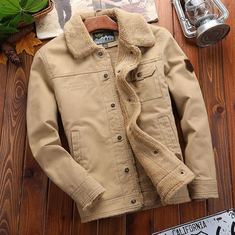 New Cotton-padded Men's Fleece Thickened Winter Lapel Warm Cotton-padded Jacket Casual Jacket Cotton-padded Jacket