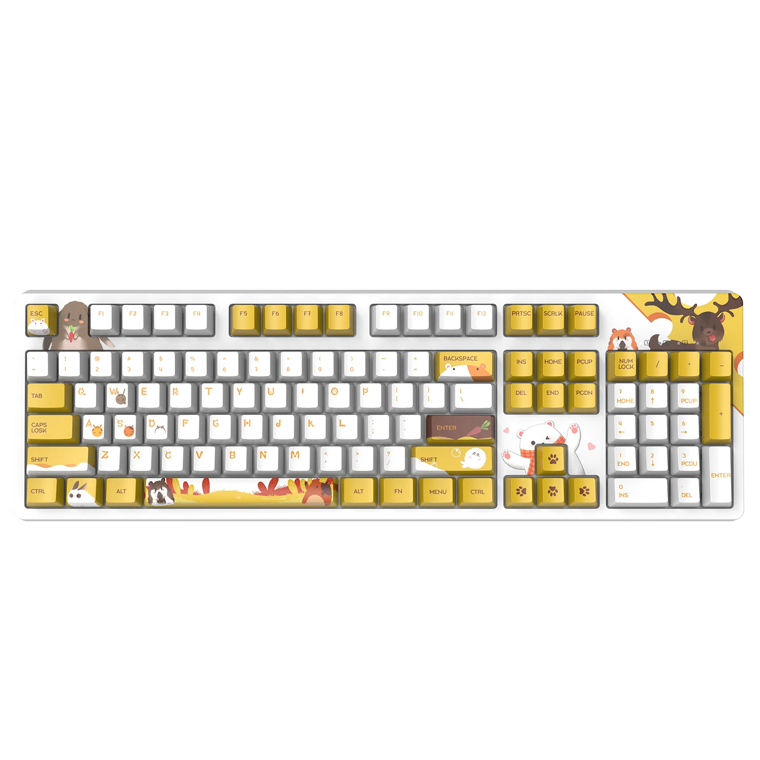 Ajazz AK535 Heat Sublimation 104 PBT Keycap OEM Key Set for MX Switches Mechanical Gaming Keyboard (Cute Animals)