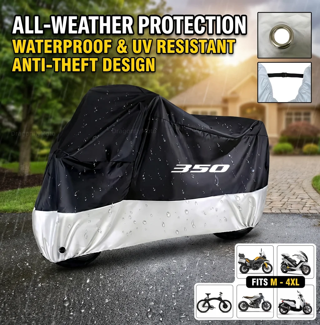 

Всесезонный чехол для мотоцикла Honda Forza 350 ADV 350 ADV350 Forza350, серебристо-черный, водонепроницаемый, пылезащитный, с защитой от ультрафиолета