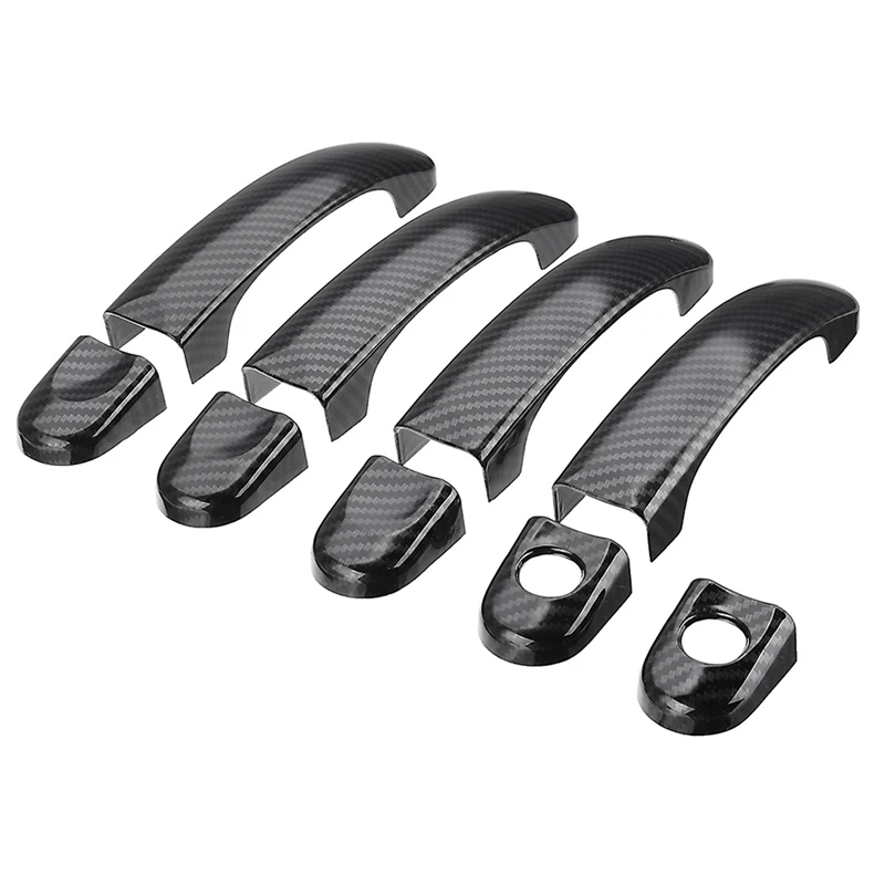 ABS Chrome Door Handle Cover Set, estilo de fibra de carbono, guarnição para o transportador T5, T6, CADDY Van, 2003-2015, 9pcs