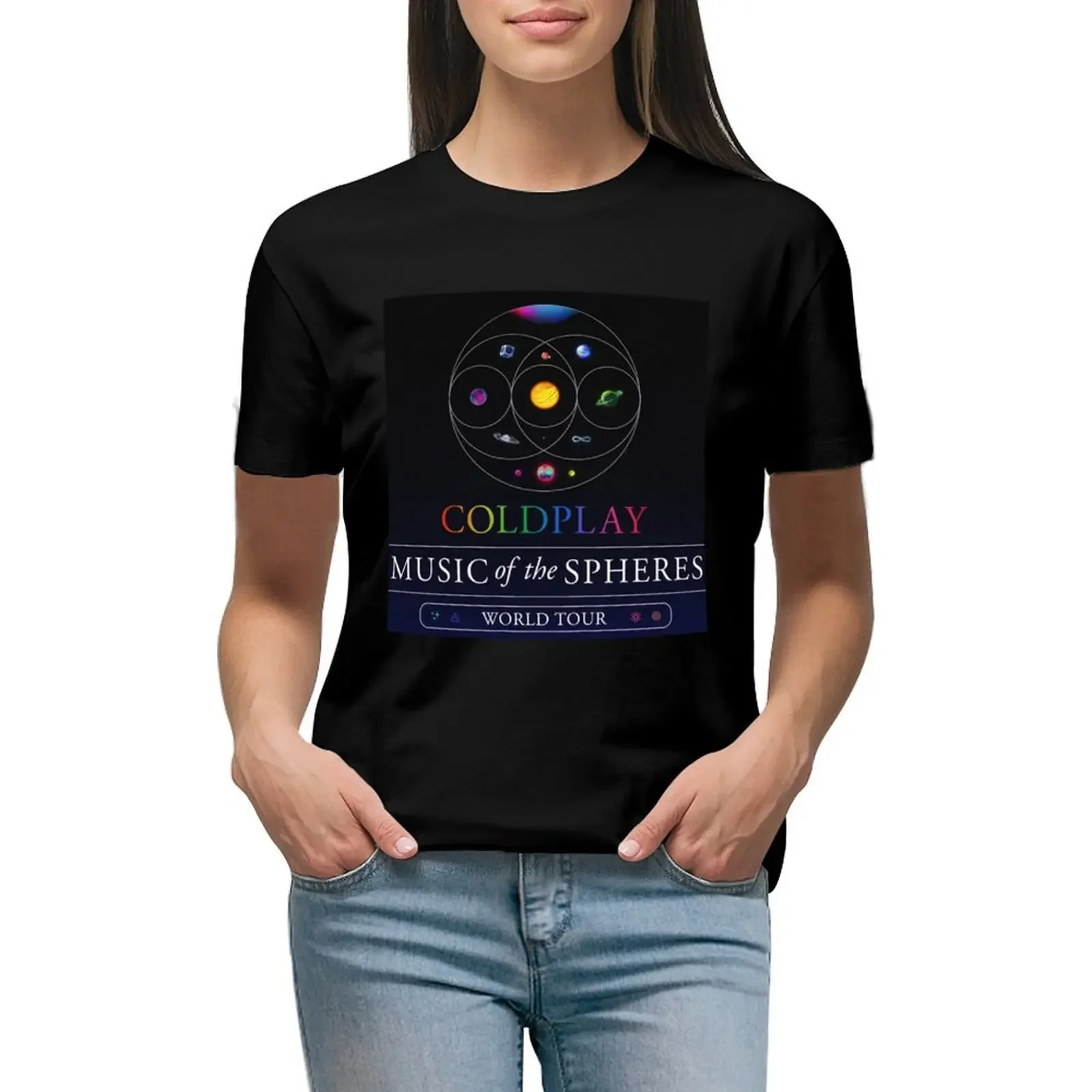 

Cold Music The Spheres Play World Tour Crystal T-Shirt graphics plus sizes summer clothes t-shirts for Women loose fit