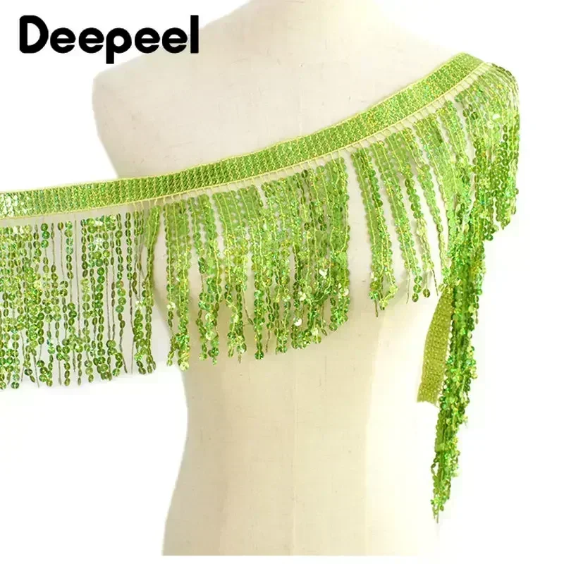 2/5/9Meters 16cm Sequin Tassel Fringe Lace Trim for Sewing Curtain Latin Dress Clothes Fabric DIY Decorative Ribbon Accessories
