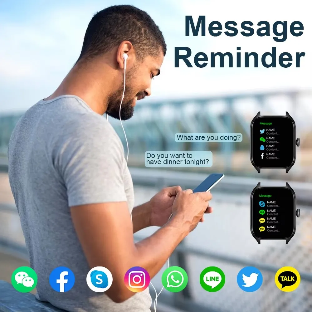 Smartwatch Wijzerplaat om oproepen te beantwoorden Calorietracking Hartslag Bloedzuurstofmonitoring Bluetooth Smart Watch