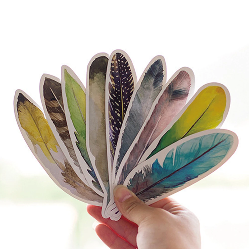 30pcs Students Office Accessories Card Decor Cute Realistic Portable Feather Paper Bookmarks School Supplies Gift Universal