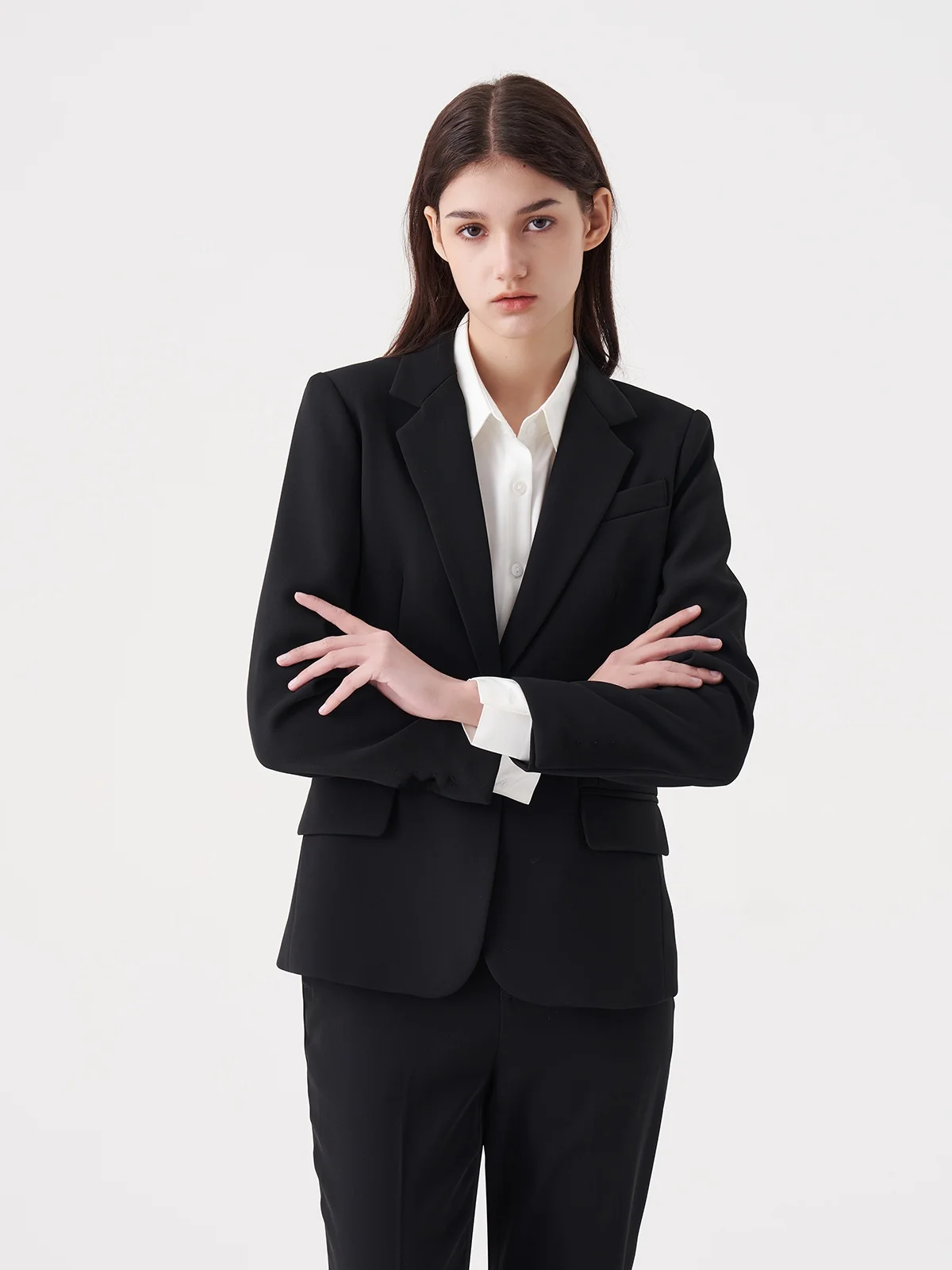 

USEEN комплект костюма с блэш-пуговицами для женщин, студенческая одежда для интервью, деловая одежда, облегающий костюм, длинный све, однотонный, для поездок на работу, Sle