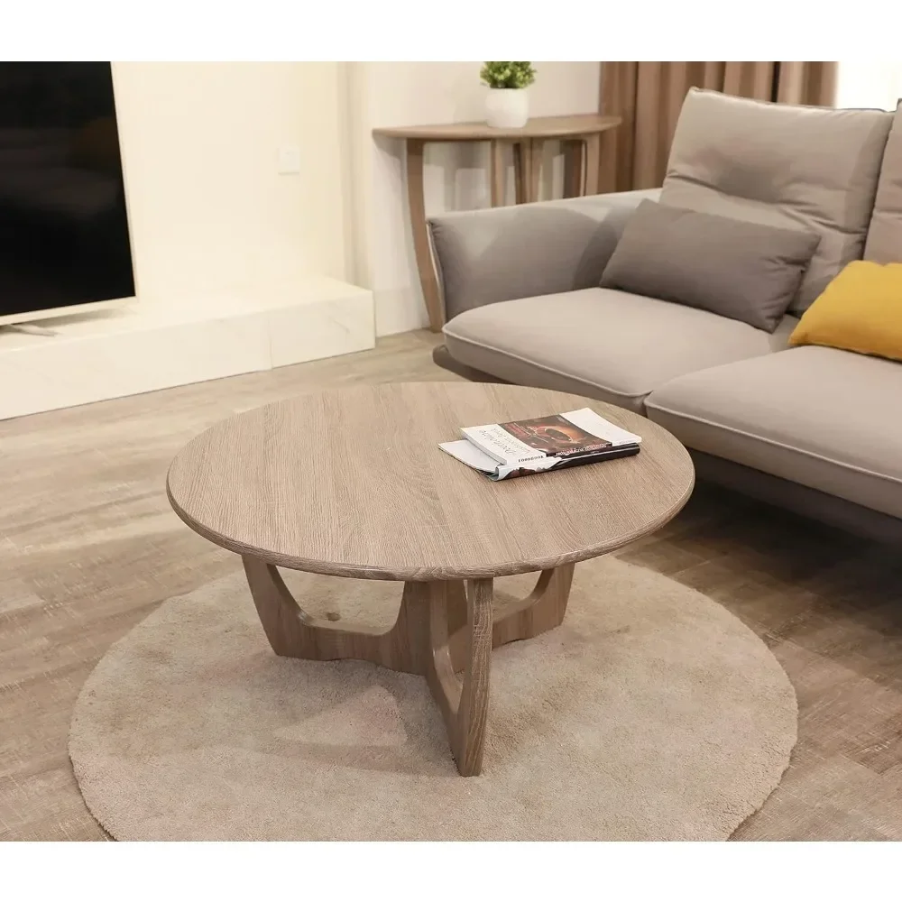 Table basse ronde en bois avec pieds incurvés, tables de salon, décoration de la maison, 36x18 amaran