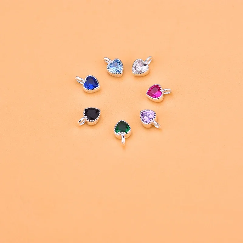 S925 sterling silver color Mini heart-shaped small pendant bracelet necklace jewelry DIY accessories pendant pendant material