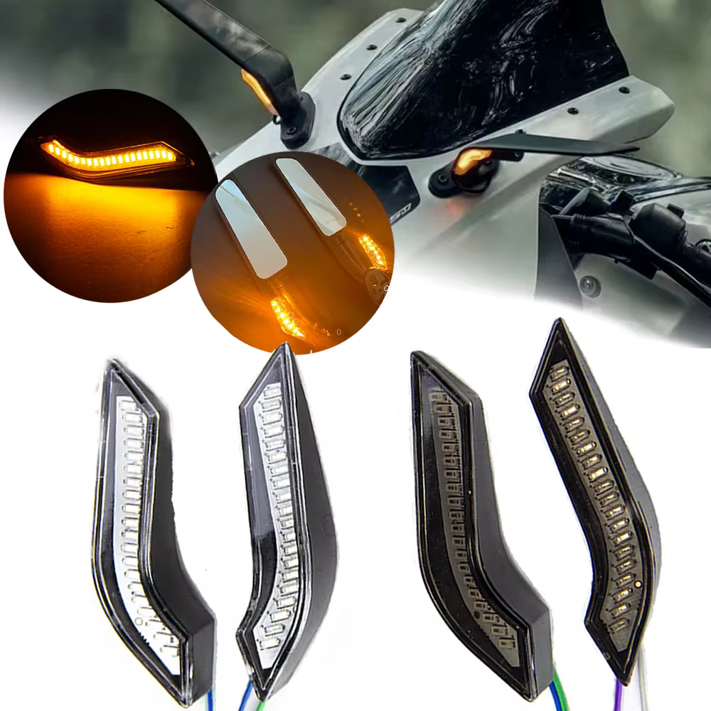 2 Pcs Motorcycle Rearview Mirrors Flashing Turn Signals Lights Moto Mirror Flasher Blinker Indicator Led Lamps
