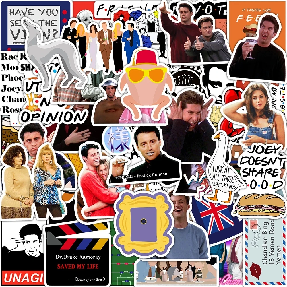50PCS Classic TV Show Friends Stickers Car Motorcycle Travel Luggage Guitar Fridge Laptop DIY Funny Graffiti Sticker Gift