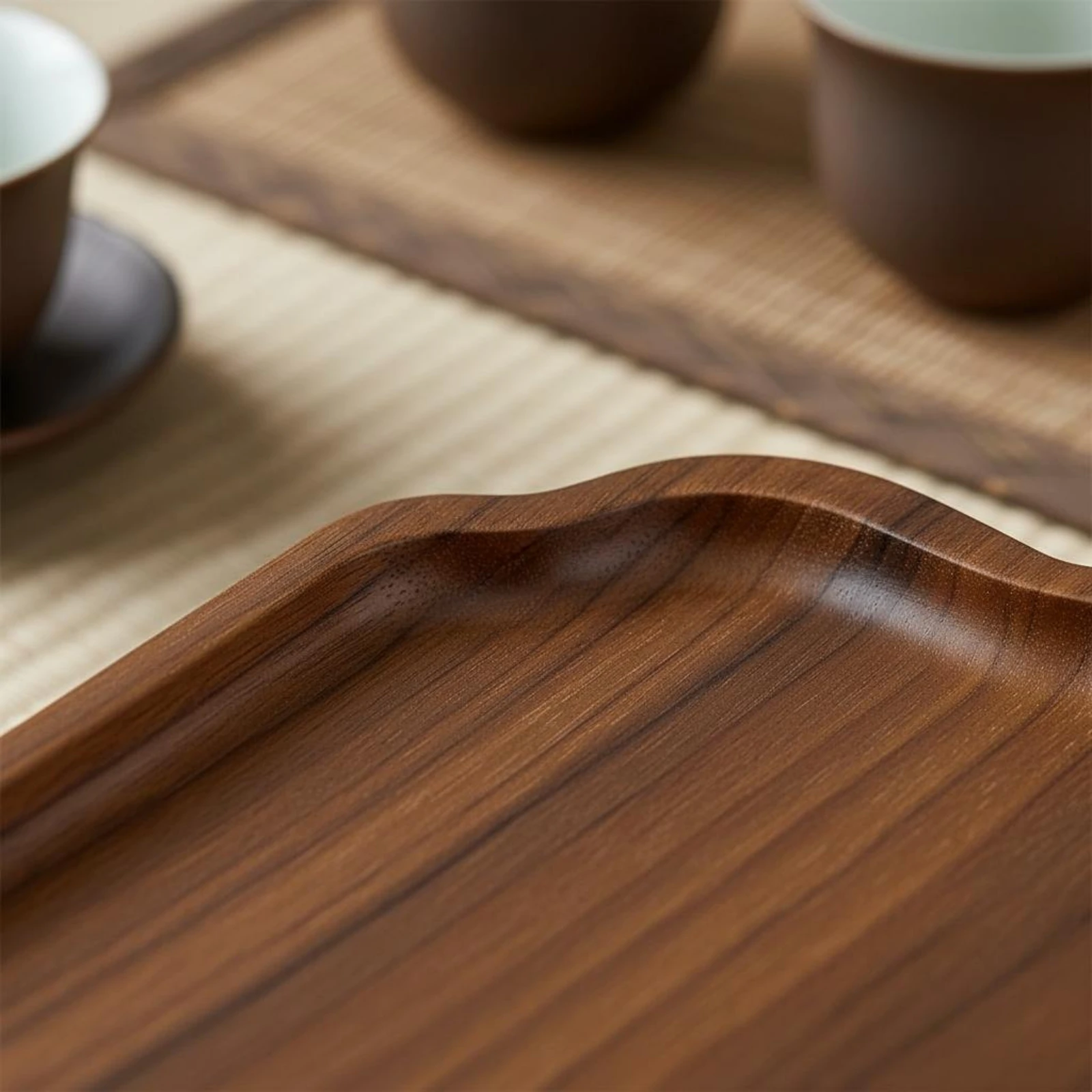 

Dry Brew Tea Tray Walnut Color Wooden Tea Tray Tableware Long-Lasting Food-Safe Finish