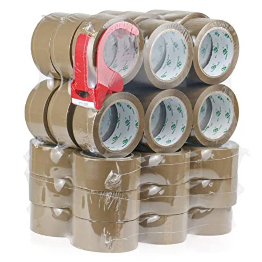 

36Rolls Brown Packing Tape with Dispenser, Box Packing Tape Rolls for Packaging, Shipping and Moving, 2.4Mil 1.88 Inch x 60 Yar