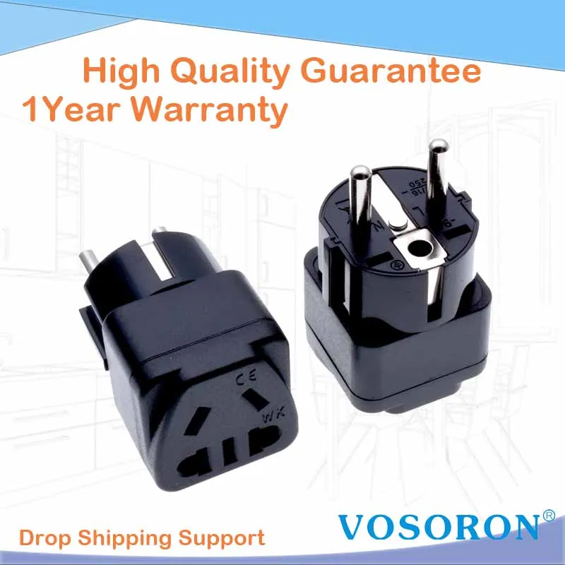 European/Korea/Germany Travel Adapter, US/AU/China 2pin 3pin Socket To EU Plug Converter Travel Adapter 16A250V