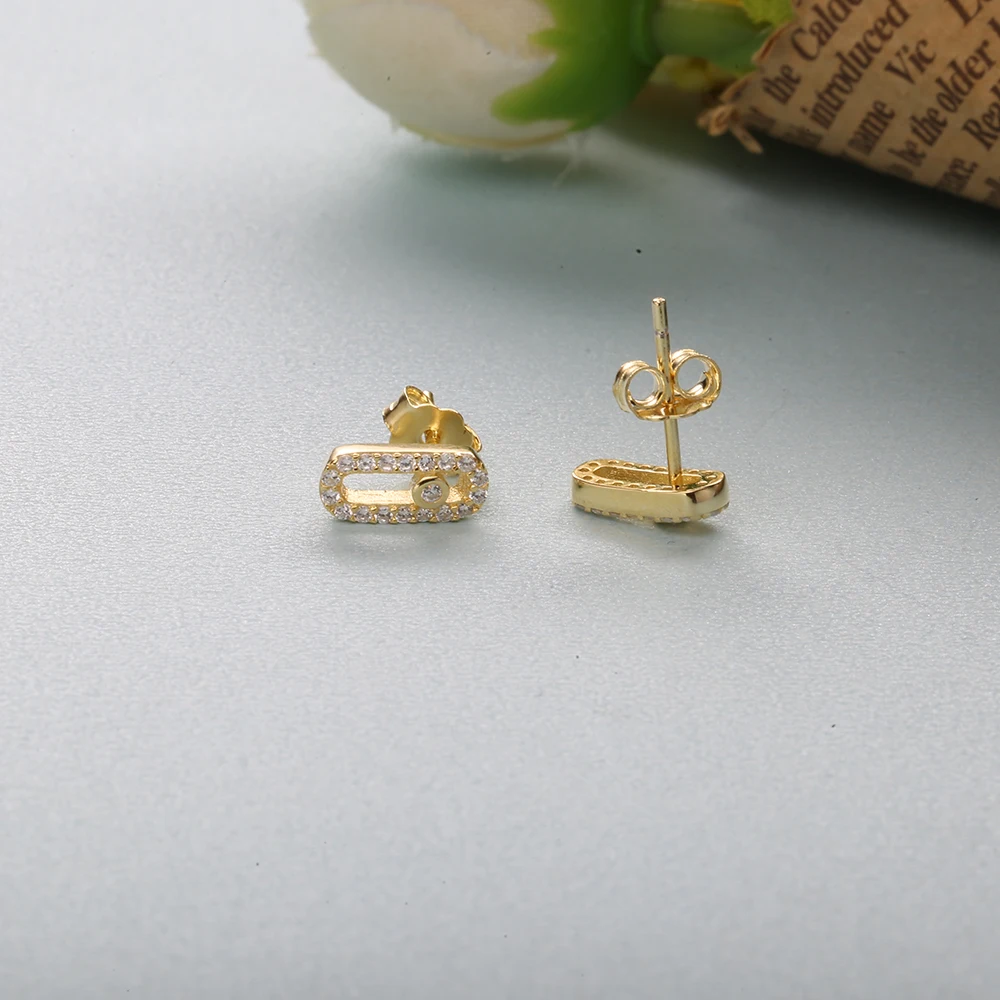 925 Sterling Silver Mini No-Move Stone Women Stud Earring High Quality Zircon Oval Earrings Fine Femme Trendy Minimalist Jewelry view 3