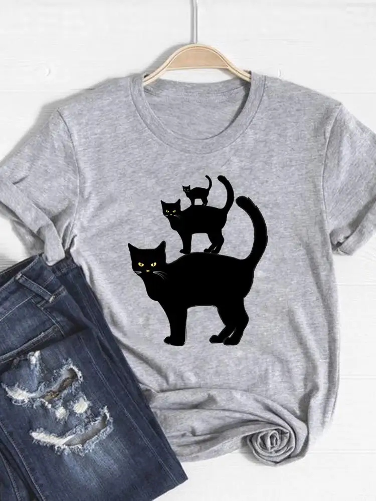 T-shirt da donna T-shirt da donna autunno autunno T-shirt da donna per il Ringraziamento con faccia di strega Abiti di tendenza T-shirt con stampa grafica di Halloween