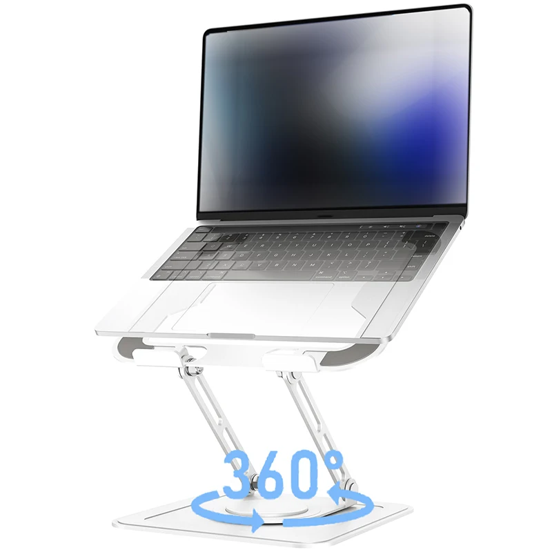 Stand Laptop lipat, dudukan Laptop lipat dengan dasar berputar 360 logam ergonomis dapat disesuaikan untuk Air/Pro dan lebih 10-15.6 inci Laptop