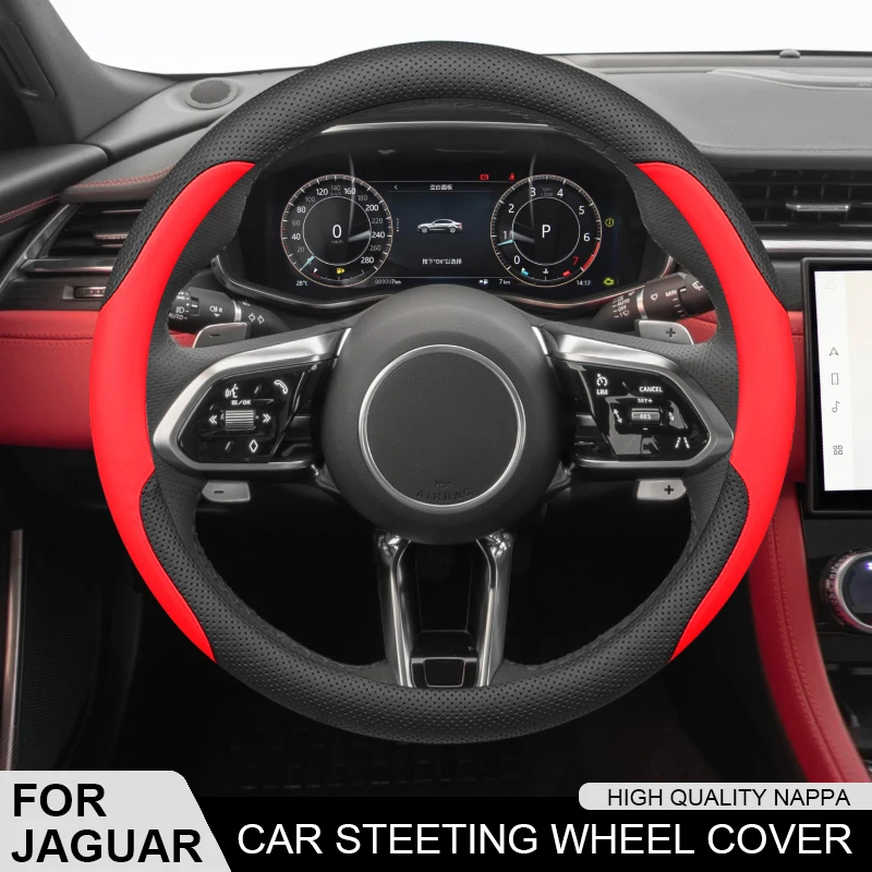 

For Jaguar XF E-Pace F-Type S-Type XE XJ F-Pace XKR XEL XFL XJL XJ6 XJS Leather Car Steering Wheel Cover Anti-slip Accessories