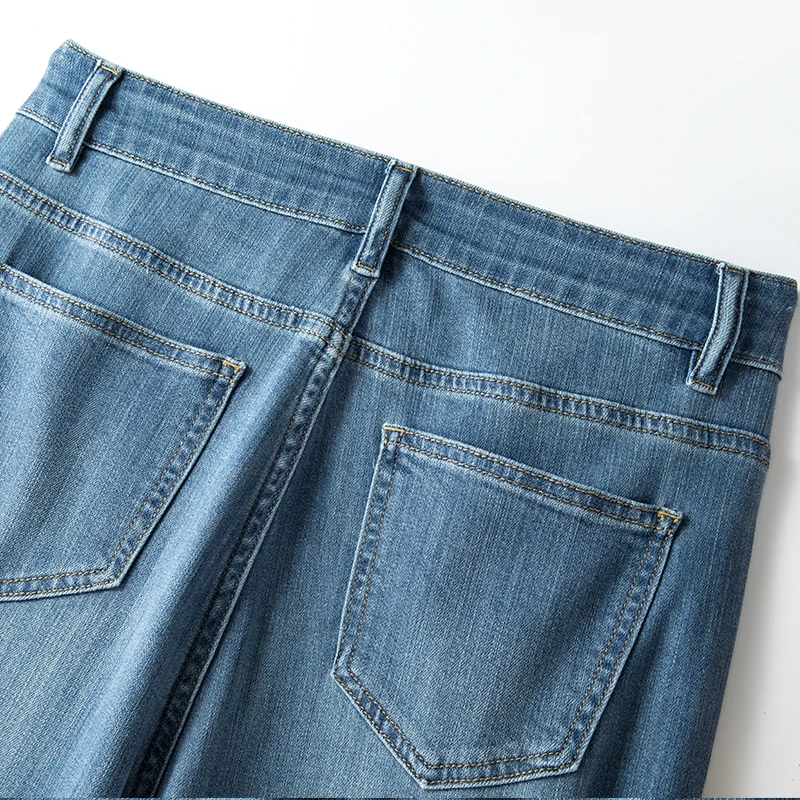 2022 Plus Größe Breite Bein Frauen Jeans Gerade Fitting Hohe Taille Stretchy Wasch Vollen Länge 175cms Hoch Jeans Kurve Frauen jeans