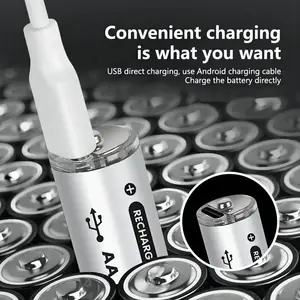 AAA Rechargeable Lithium Battery With Real 2200MWH 600MW High Capacity USB-C Direct Fast Load 1.5V for microphone toy Lantern 8 Main Sales AAA Pile Rechargeable - №4