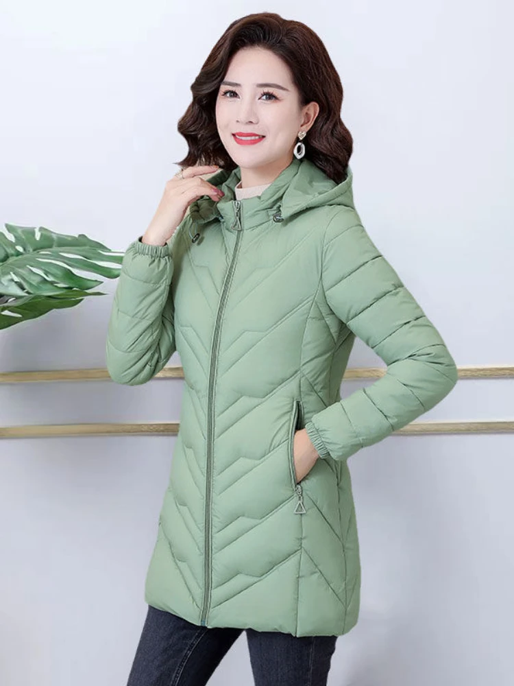 Designer Winter Cotton-Padded Jacket Women Fashion Trend Parkas Middle Length Thickened Warmth Waterproof Outdoor Coat 2023