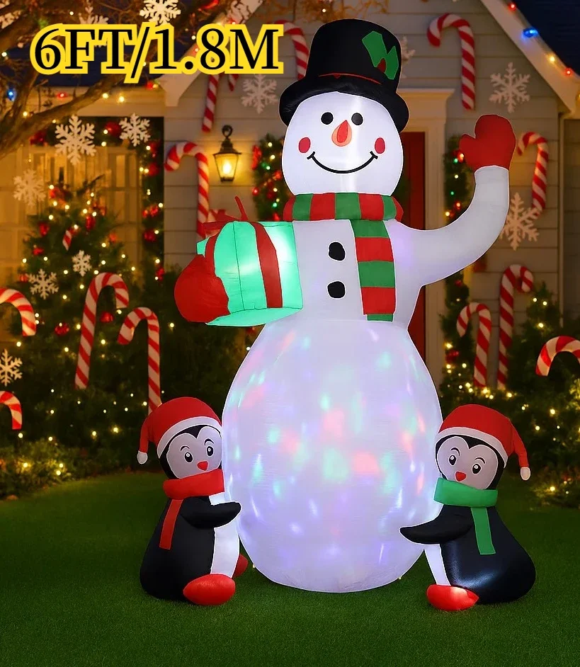 6FT زينة عيد الميلاد نفخ ثلج البطريق عقد كأس اللعب ساحة المنزل الحلي مع LED ديكور لعبة زينة عيد الميلاد