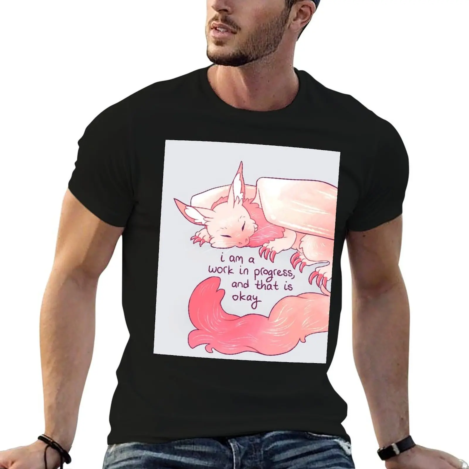 Je suis un travail en cours, et c'est comme ça que je suis. T-shirt respirant pour l'entraînement physique, motif Snuggly Gargoyle Dragon.