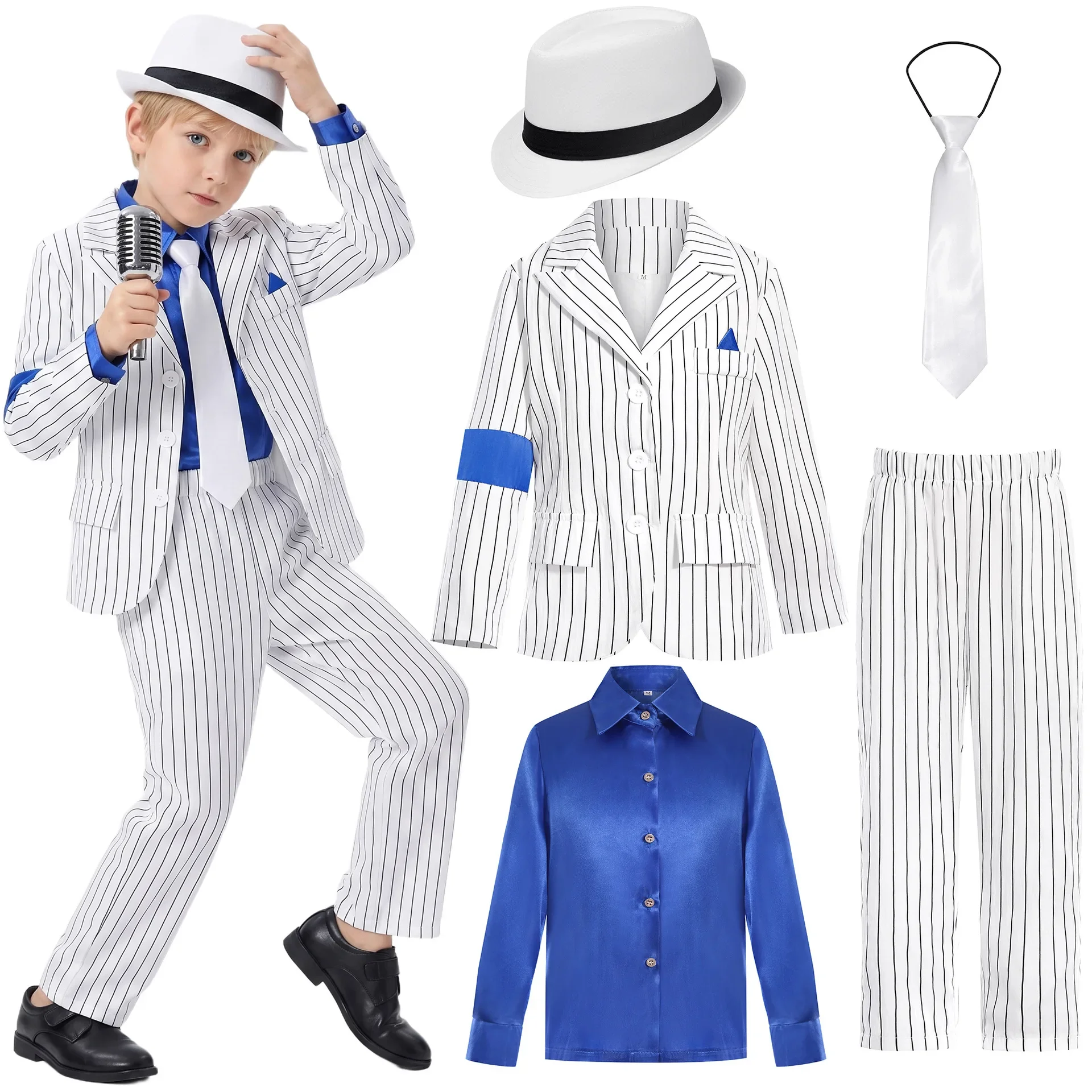 Disfraz de Michael Jackson 2026, Pantalones Brillantes de Estrella de Baile, Conjunto de Ropa para Fiesta y Escenario de los 80s y 90s