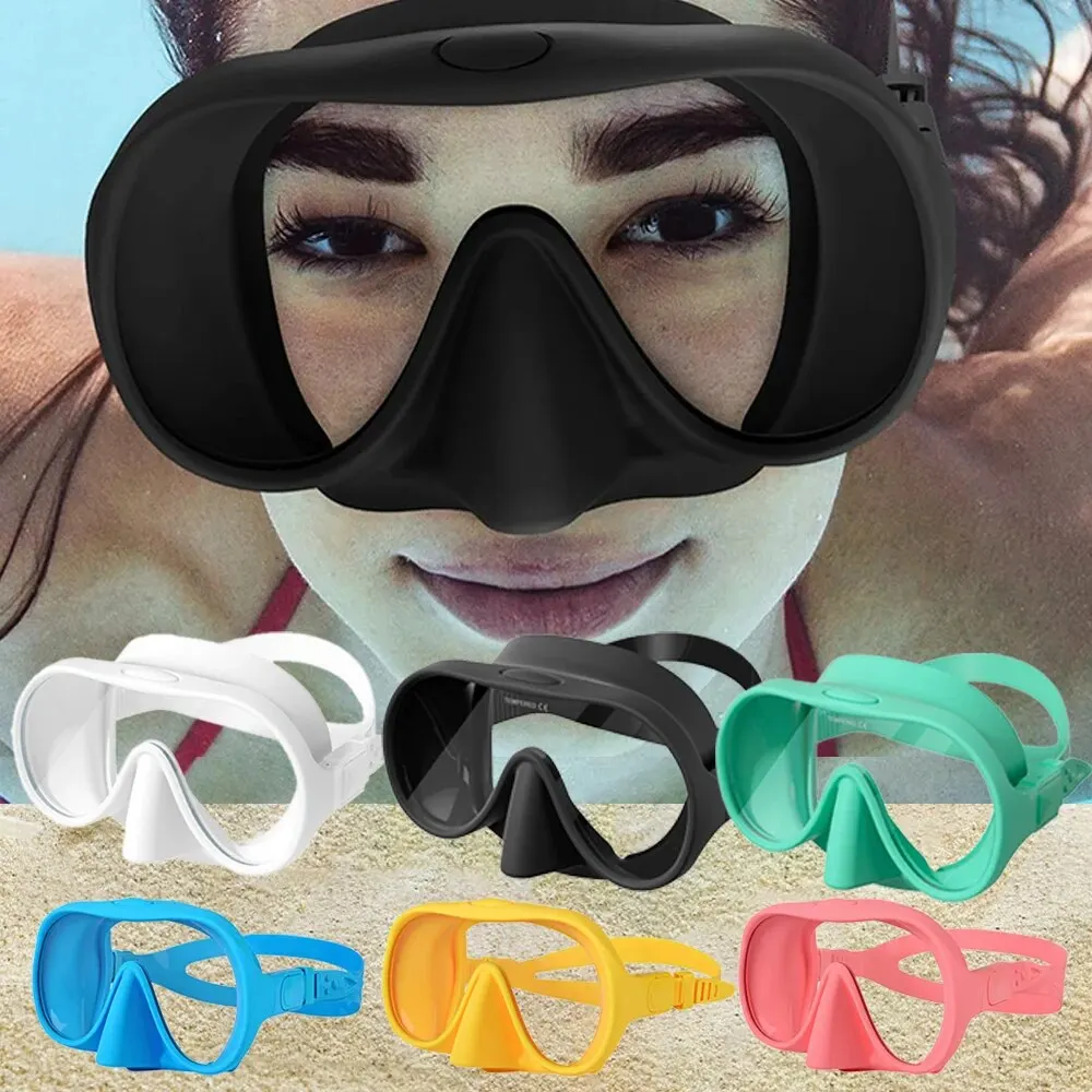 Diving Goggles Scuba Mask Professional Diving Snorkeling Adjustable Buckle Silicone Molding Swimming Mask Tempered Glass