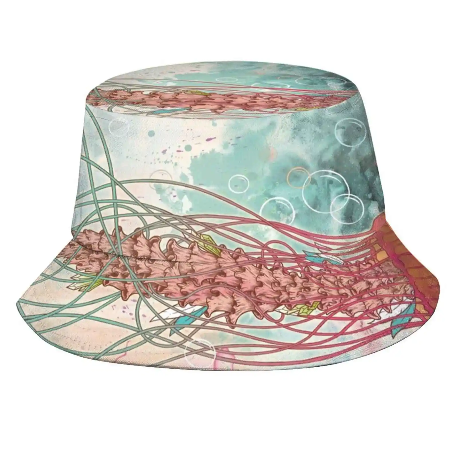 Jellyfish Pattern Hats Outdoor Hat Sun Cap Jellyfish Psychedelic Ethereal Soft Pastel Animal Ocean Deep Sea Wildlife Water