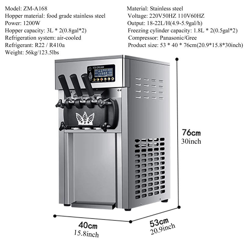 Ice Cream Machine Table Top Hard Ice Cream Yogurt Maker 1400W Automatic Benchtop Gelato Home Appliance Commercial