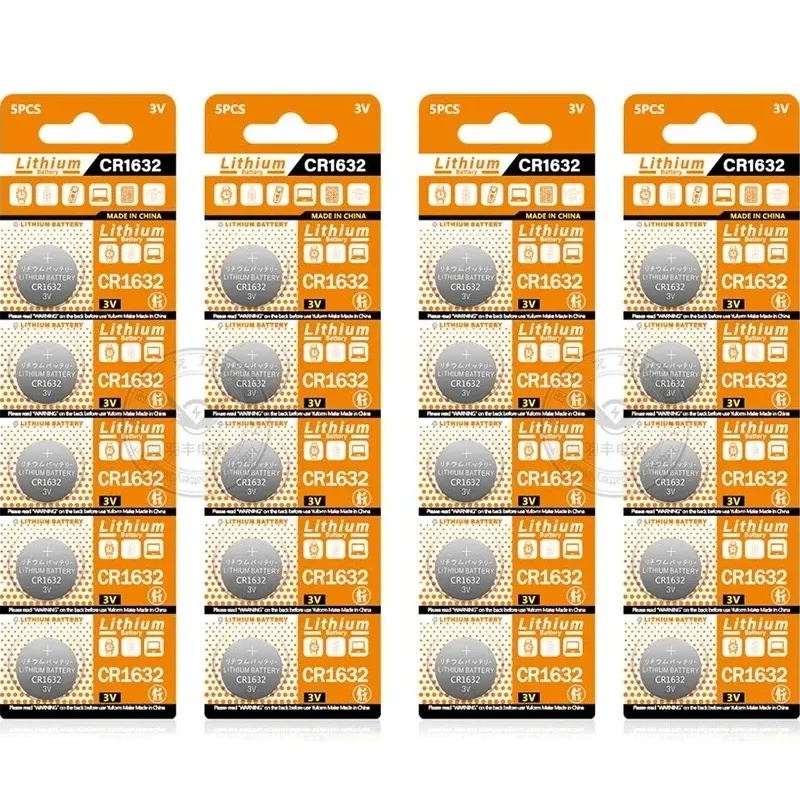 100/200pcsCR1632 3V 125mAh Coin Cells Batteries CR 1632 DL1632 BR1632 LM1632 ECR1632 Lithium Button Battery for Watch Remote Key