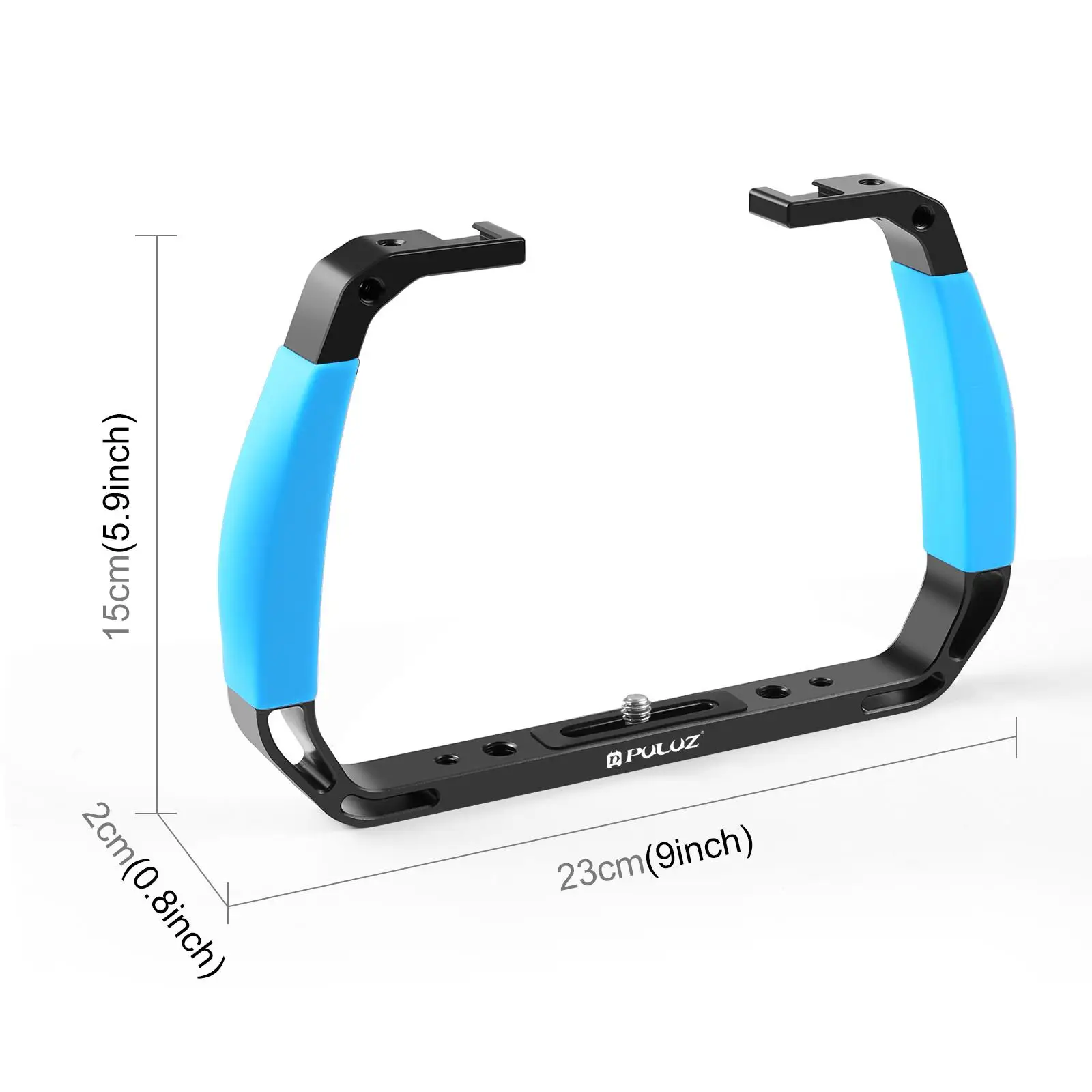 PULUZ Dual Silicone Handles Aluminium Alloy Underwater Diving Rig for DJI OSMO Action, Insta360 and Other Action Cameras