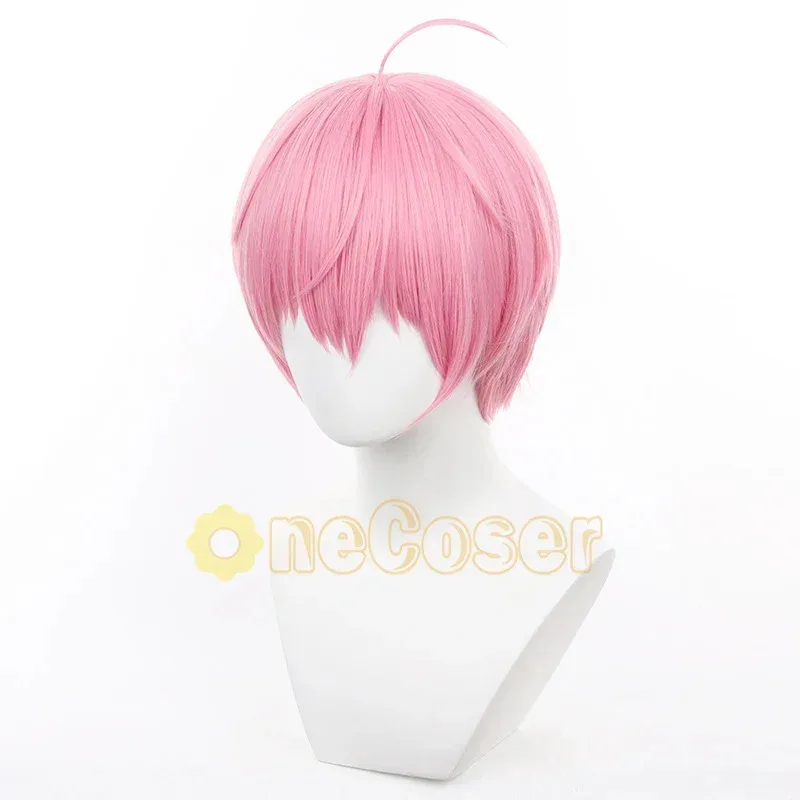 Li Tianchen-Peluca de Cosplay de Anime Link Click, pelo corto rosa, Li Tianxi, fibra resistente al calor, gorro de peluca para fiesta de Halloween para hombres
