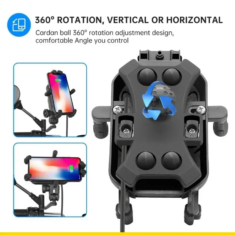 

SZCH Противоударное крепление на руль Водонепроницаемый вращение на 360 ° ABS Мотоциклетный держатель для телефона