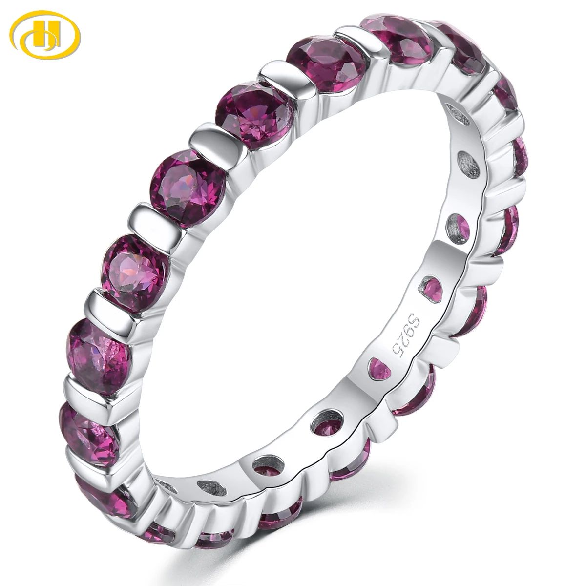 

Natural Rhodolite Garnet Solid Sterling Silver Rings 2.5 Carats Genuine Gemstone Romantic Lovely Fine Jewelry Design Daily Gifts