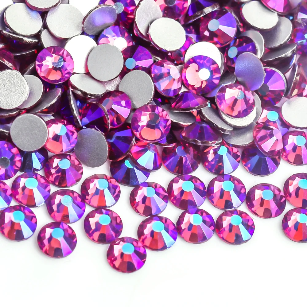 Fuchsia AB SS3~SS30 Non Hotfix Rhinestone стразы Flatback Glass Stone Nail Rhinestones Diamond For DIY Nail Decorations